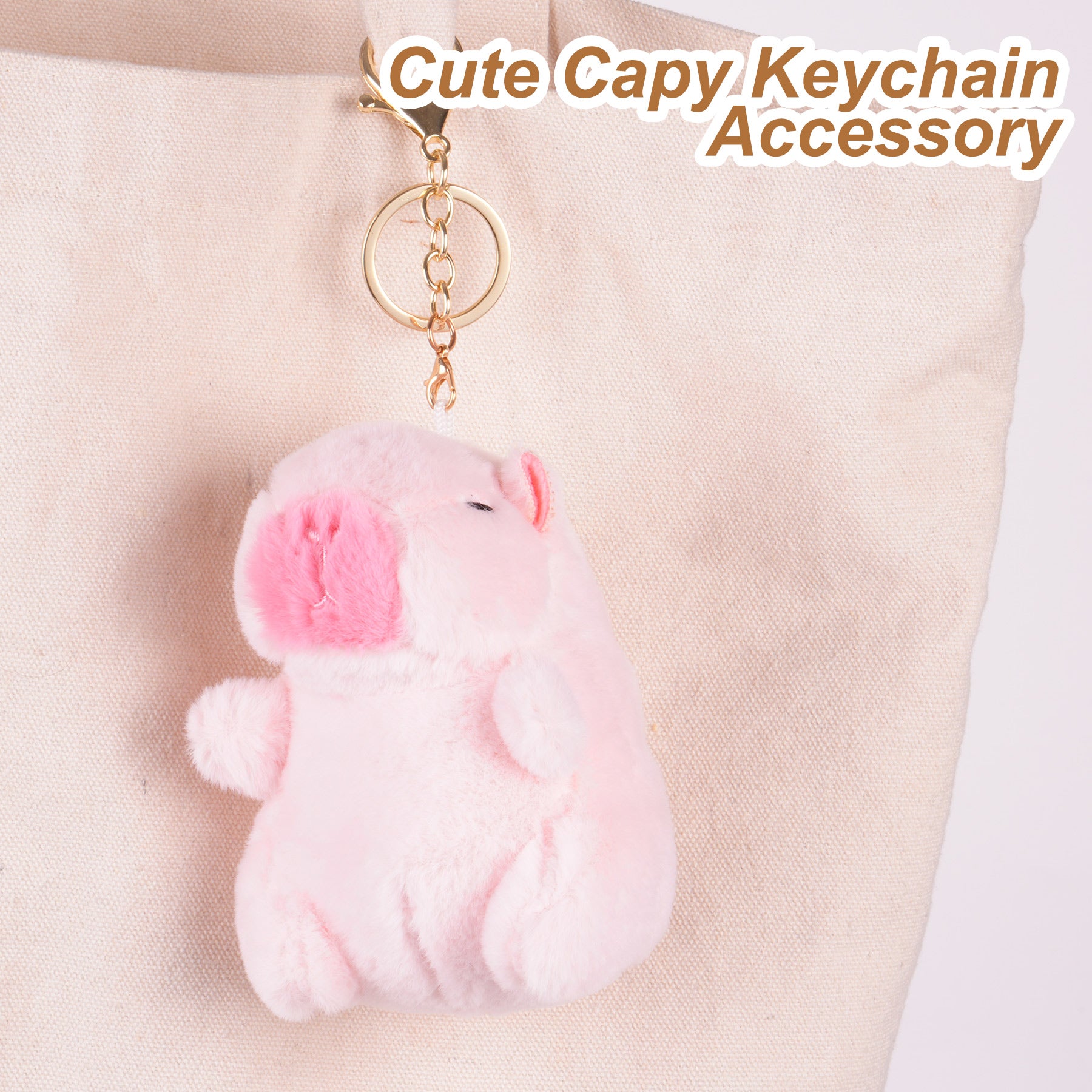 Capybara Pink Plush Keychain