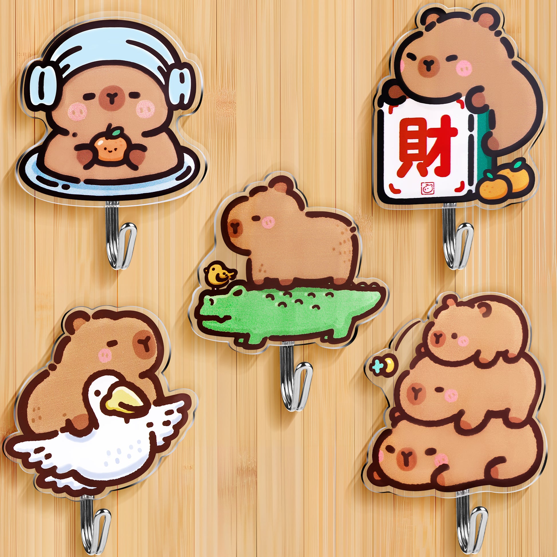 Capybara Cute Adhesive Hooks Decorative Wall Hooks