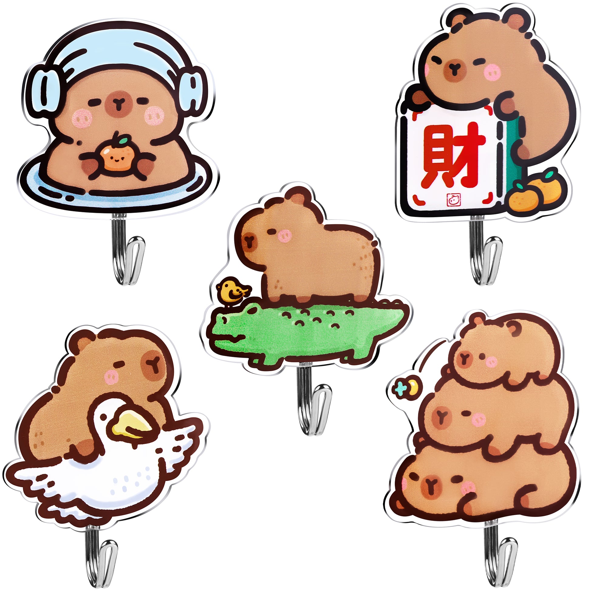 Capybara Cute Adhesive Hooks Decorative Wall Hooks