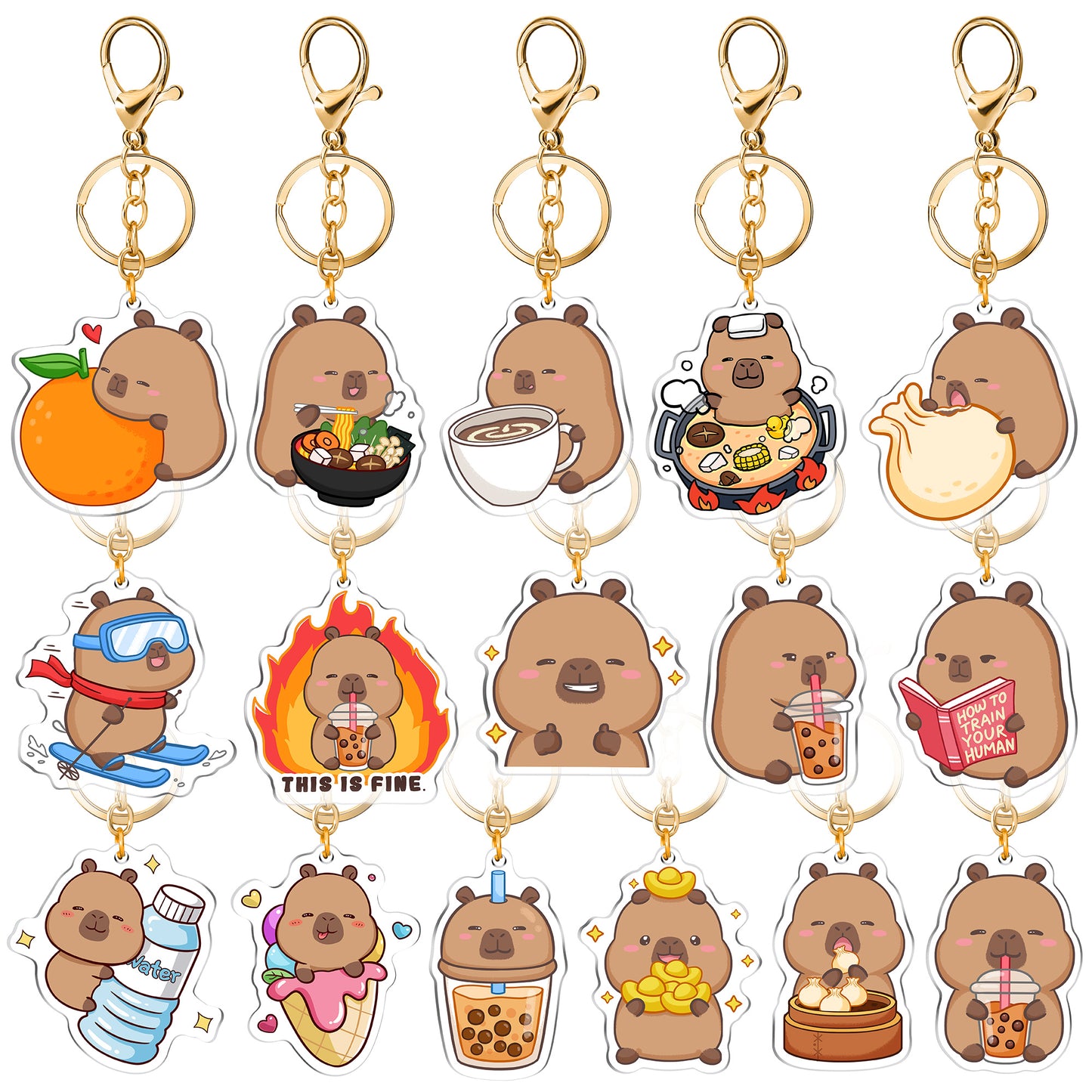 Capybara Acrylic Keychain Cute Kawaii Foodie