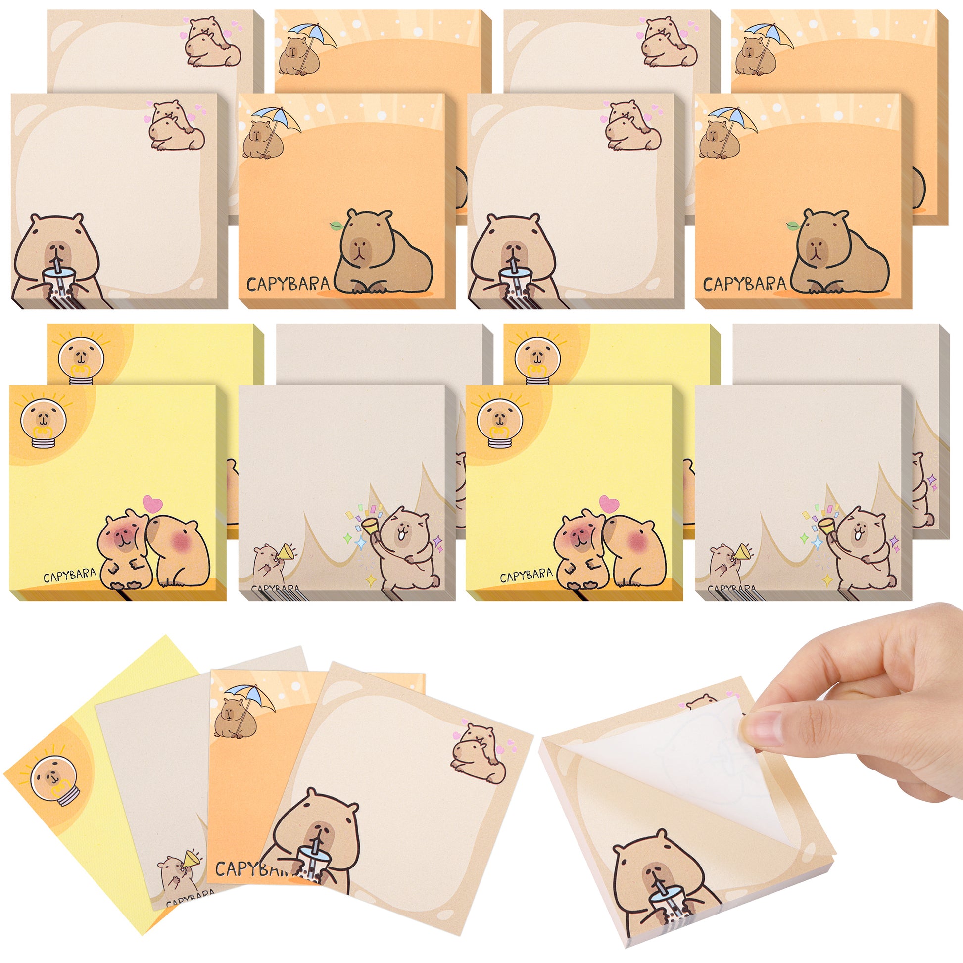 4 Pack Capybara Sticky Notes Memo Pads School Supplies Stationery