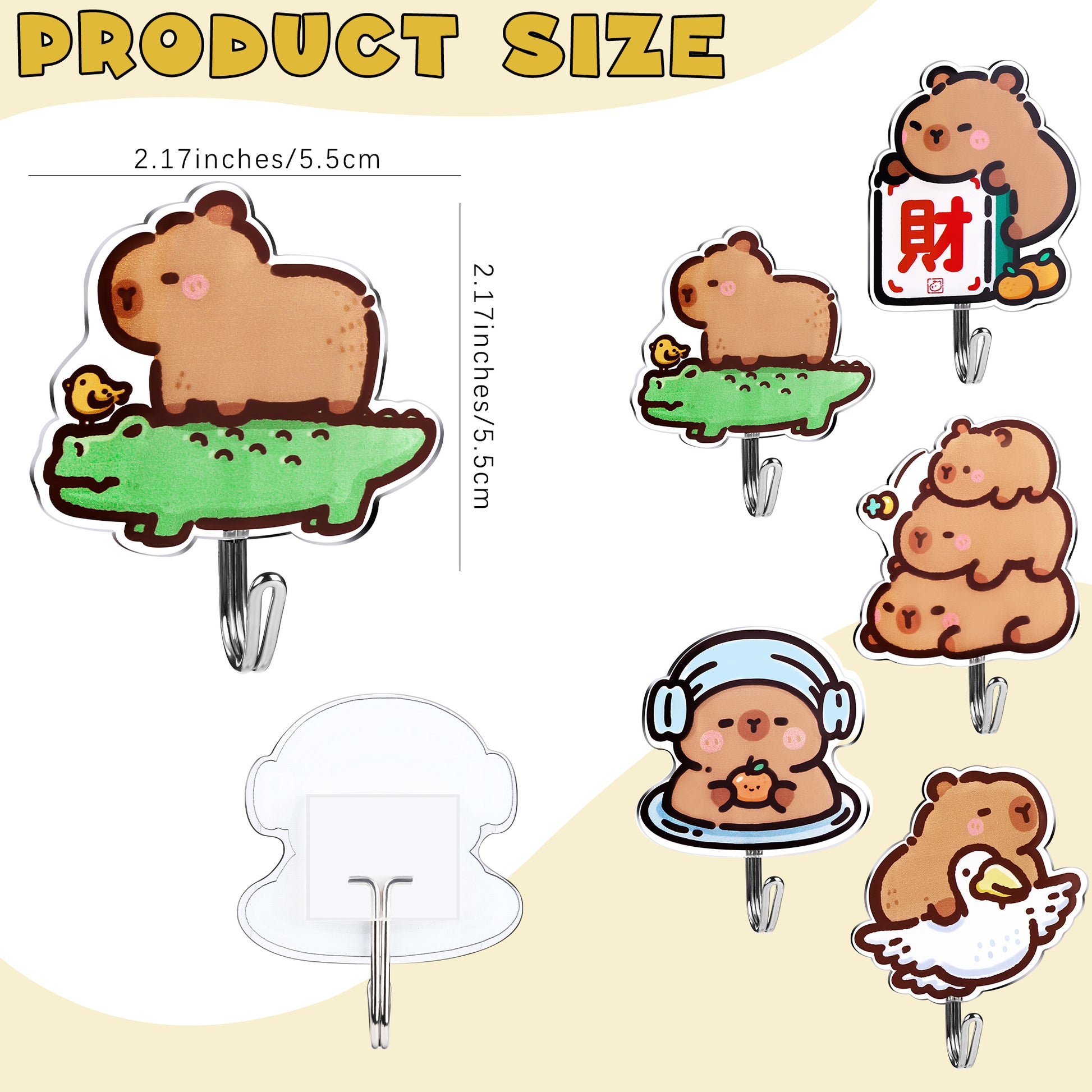 Capybara Cute Adhesive Hooks Decorative Wall Hooks