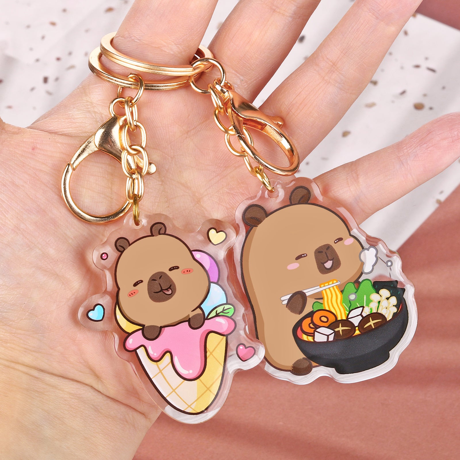 Capybara Acrylic Keychain Cute Kawaii Foodie