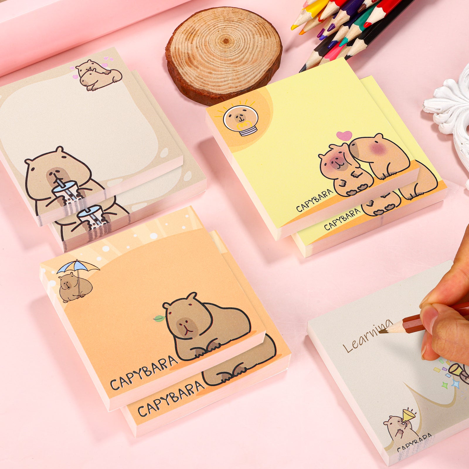 4 Pack Capybara Sticky Notes Memo Pads School Supplies Stationery