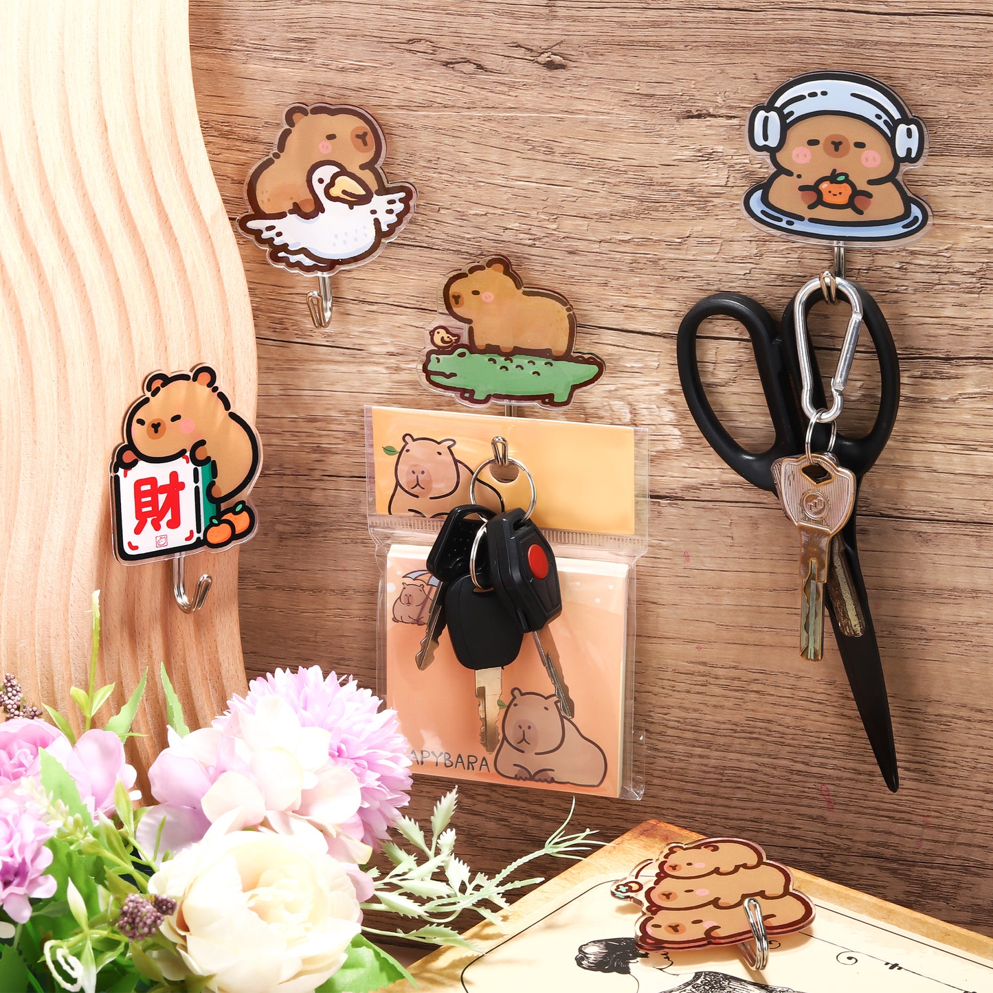 Capybara Cute Adhesive Hooks Decorative Wall Hooks