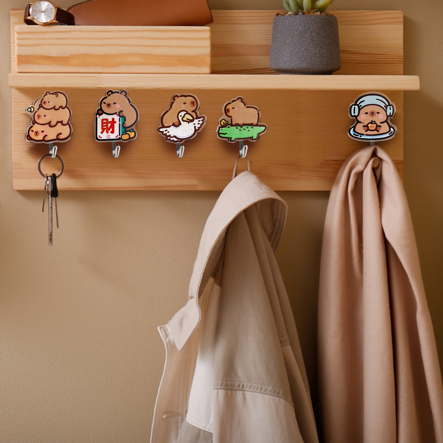 Capybara Cute Adhesive Hooks Decorative Wall Hooks