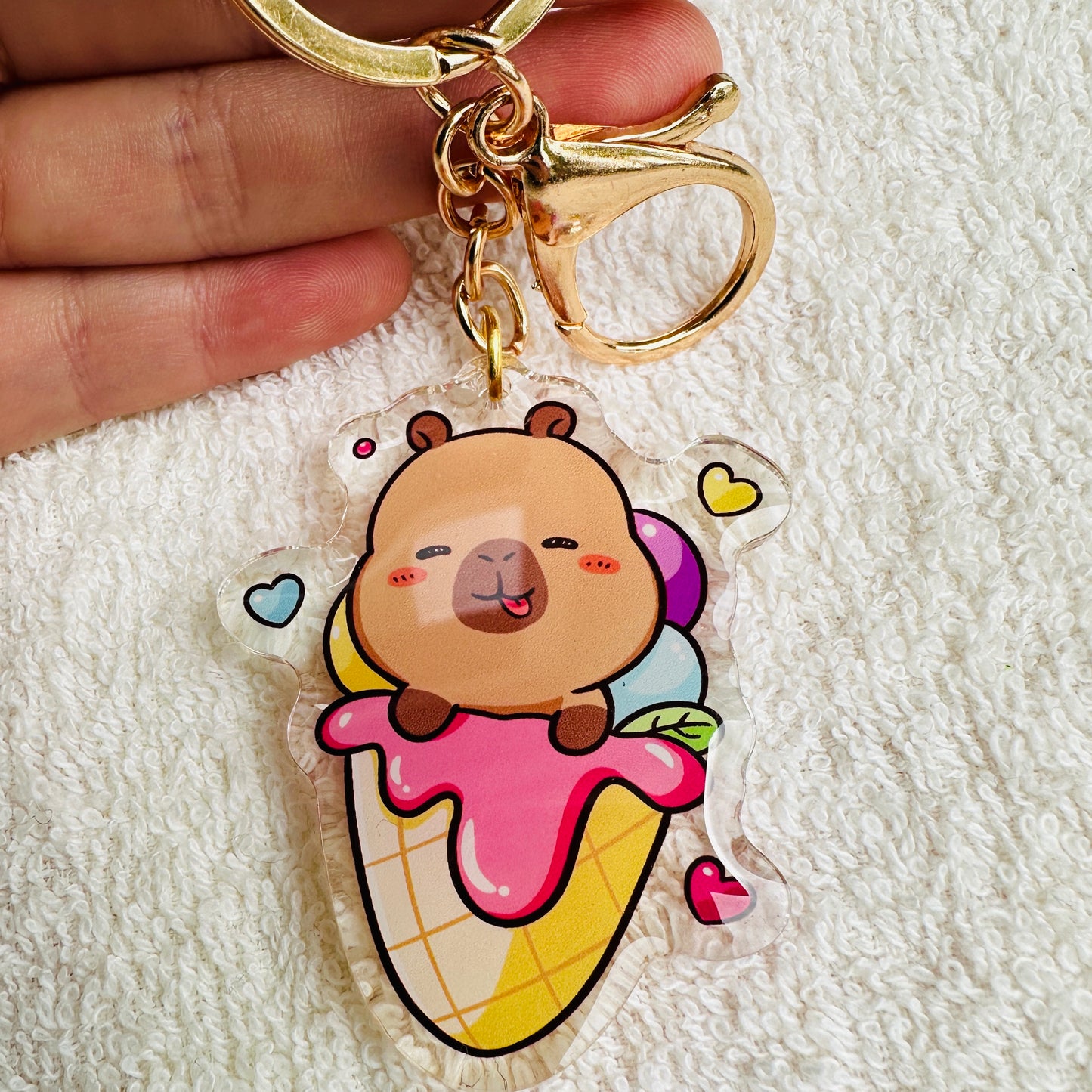 Capybara Acrylic Keychain Cute Kawaii Foodie