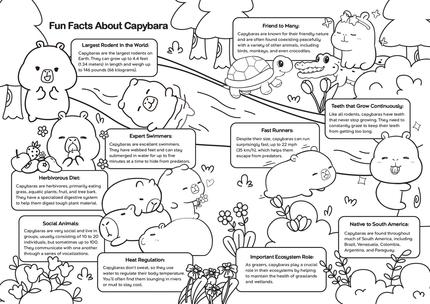 Capybara Zen: A Story and Coloring Book