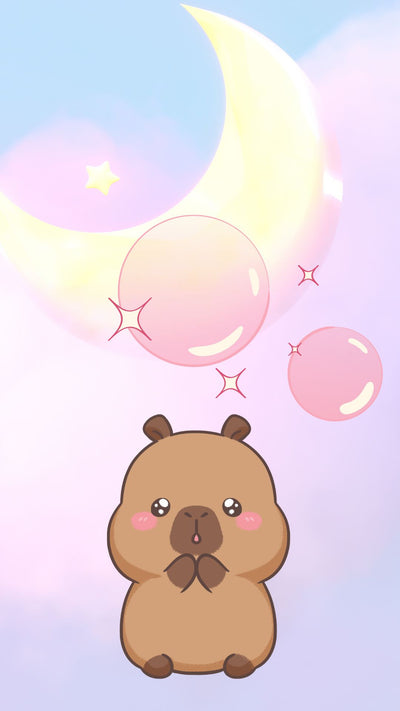 Purple heart capybara phone wallpaper