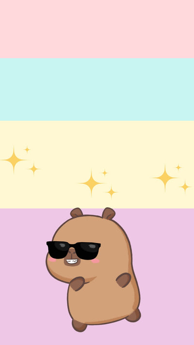 Pastel capybara friends phone wallpaper