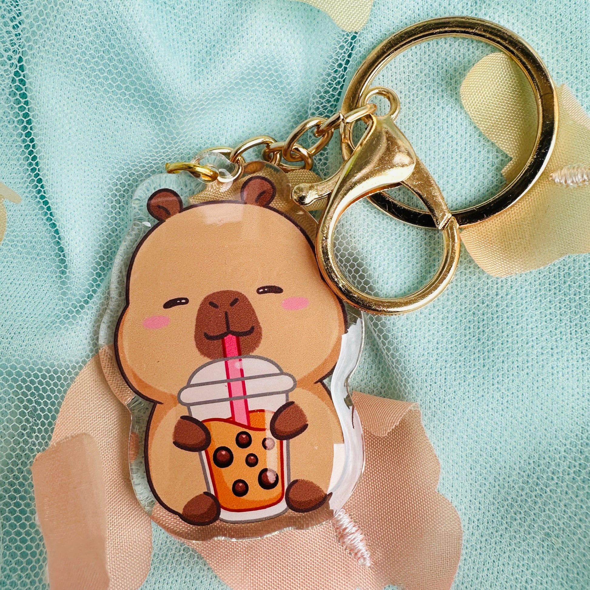 Capybara Acrylic Keychain Cute Kawaii Foodie