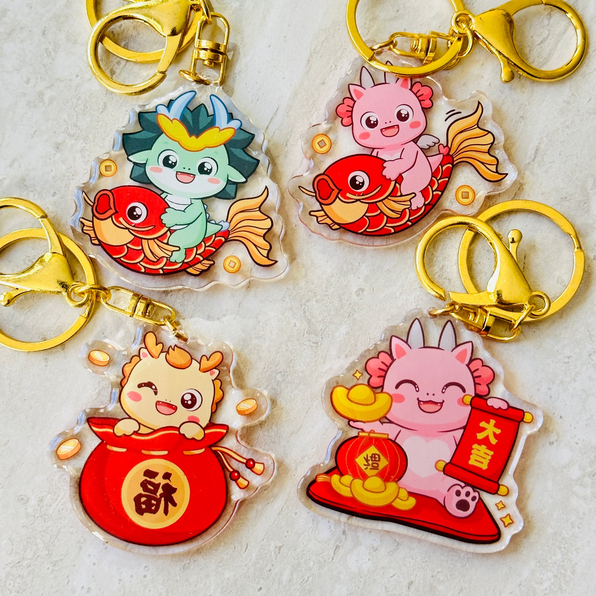 Chinese New Year Cute Dragons Capybara Acrylic Keychains