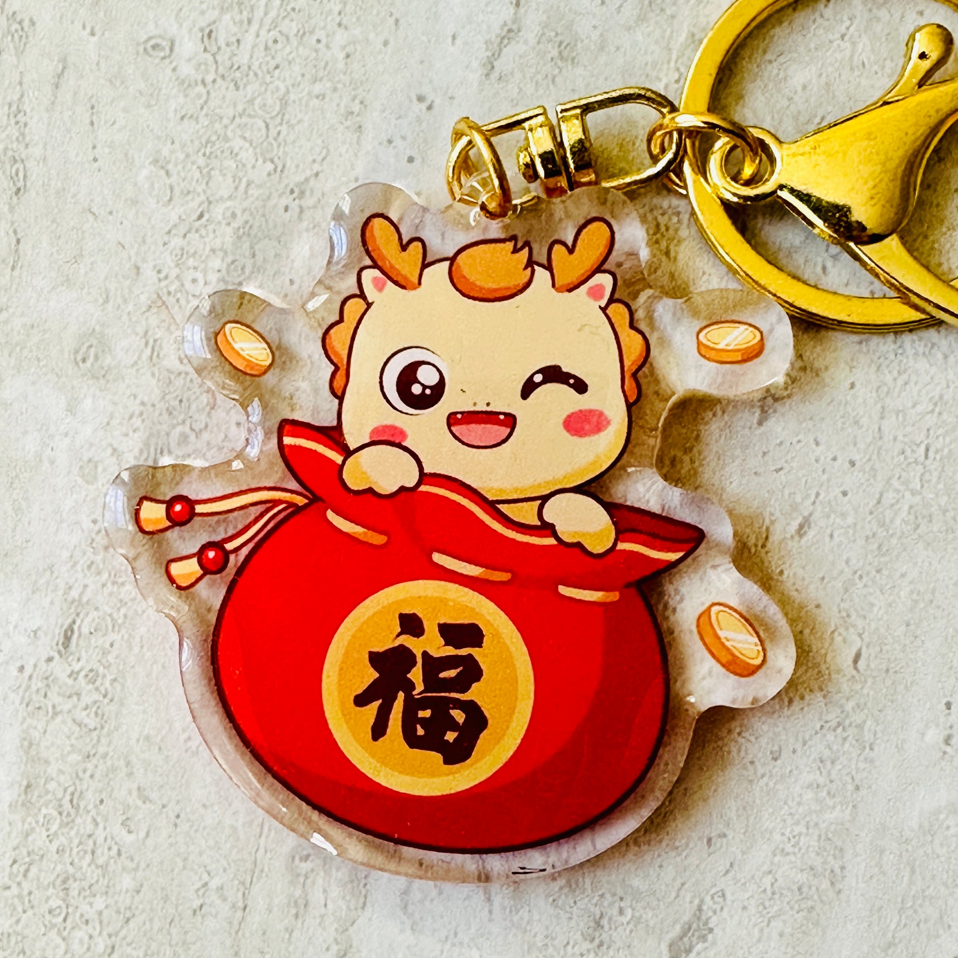 Chinese New Year Cute Dragons Capybara Acrylic Keychains