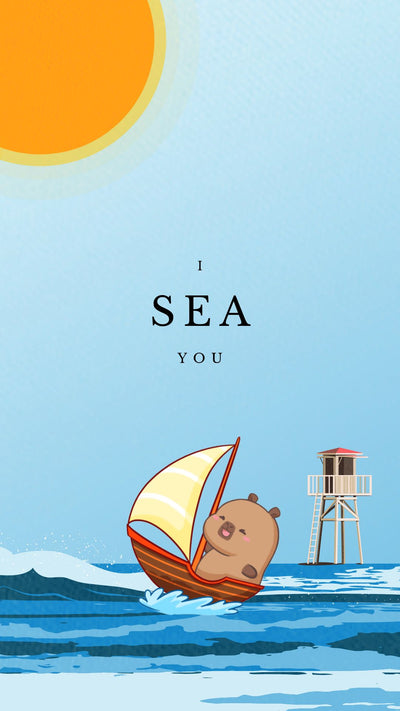 Capybara sailing on the ocean phone wallpaper