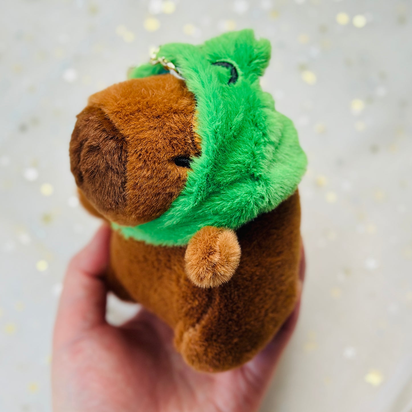 Capybara Frog Hat Plush Keychain