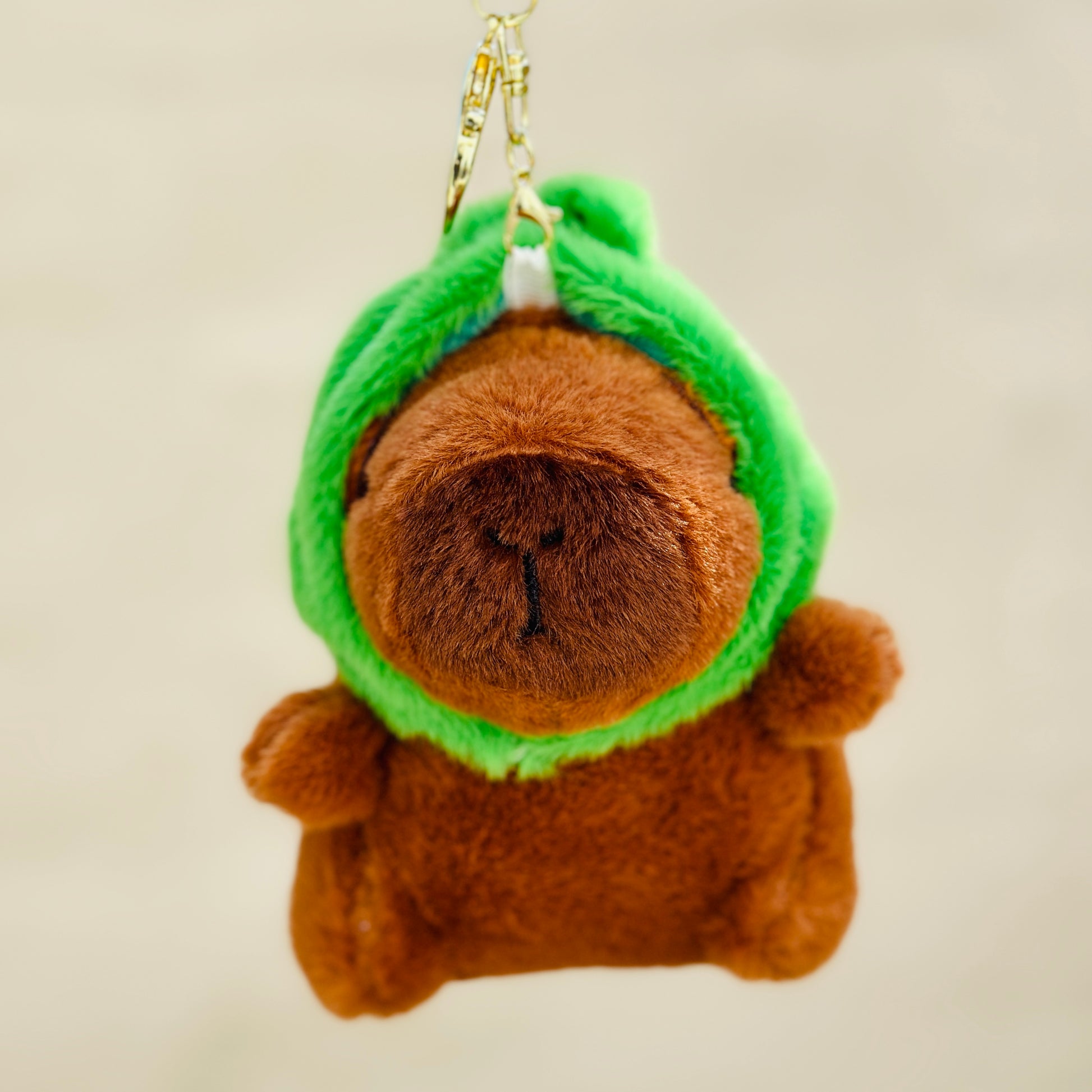 Capybara Frog Hat Plush Keychain