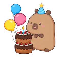 Animated capybara GIF: Capy birthday cake