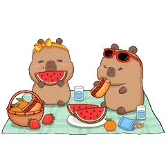 Animated capybara GIF: Capy friends: picnic