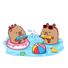 Animated capybara GIF: Capy friends: pool party