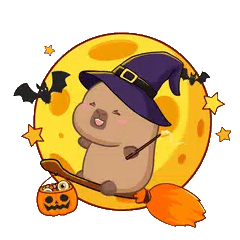 Animated capybara GIF: Capy halloween witch