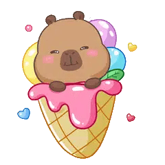 Animated capybara GIF: Capy ice cream