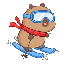 Animated capybara GIF: Capy skiing