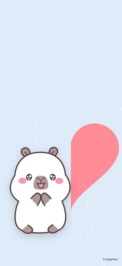 Matching capybara wallpaper, left half: Coco with half a heart