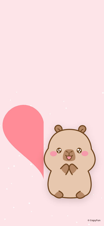 Matching capybara wallpaper, right half: Cody with half a heart