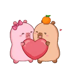 Animated capybara GIF: Coco & Cody: big heart