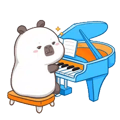 Animated capybara GIF: Coco piano