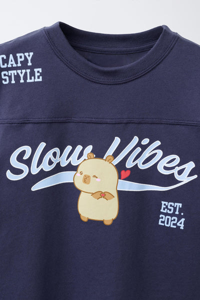 Navy CapyFun Slow Vibes capybara t-shirt